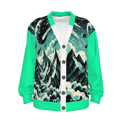 Echelon's Mint Army  Unisex Knitted Fleece Cardigan With Button Closure